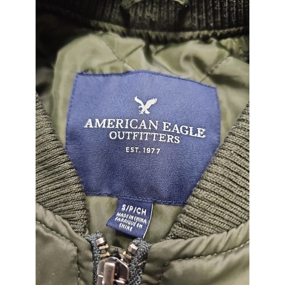 American Eagle Jacket Womens Small Green Quilted Bomber Jacket - Picture 4 of 7